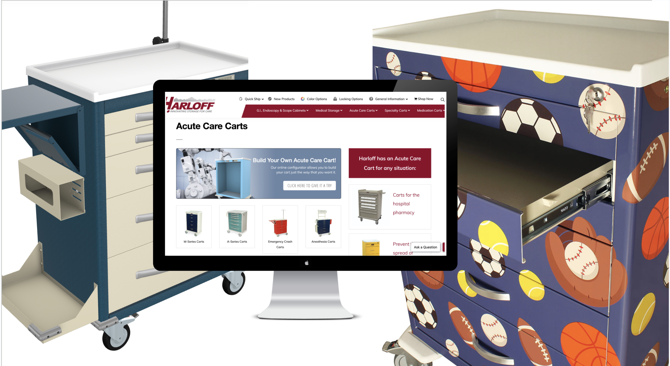 3D product configurator medical equipment, Harloff 3D configurator, Custom medical equipment design, Medical cart 3D customization, YR x Harloff online configurator, Medical equipment virtual configurator, Interactive 3D product design medical, 