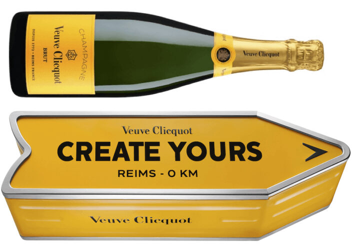 Veuve Clicquot branded bottle with personalized holiday packaging